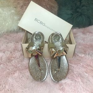 BCBG Generation Glitter Gold Jelly Sandals